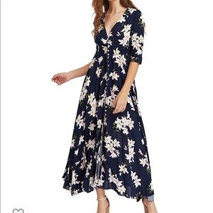 Milumia Women's Button Up Split Floral Maxi Dress